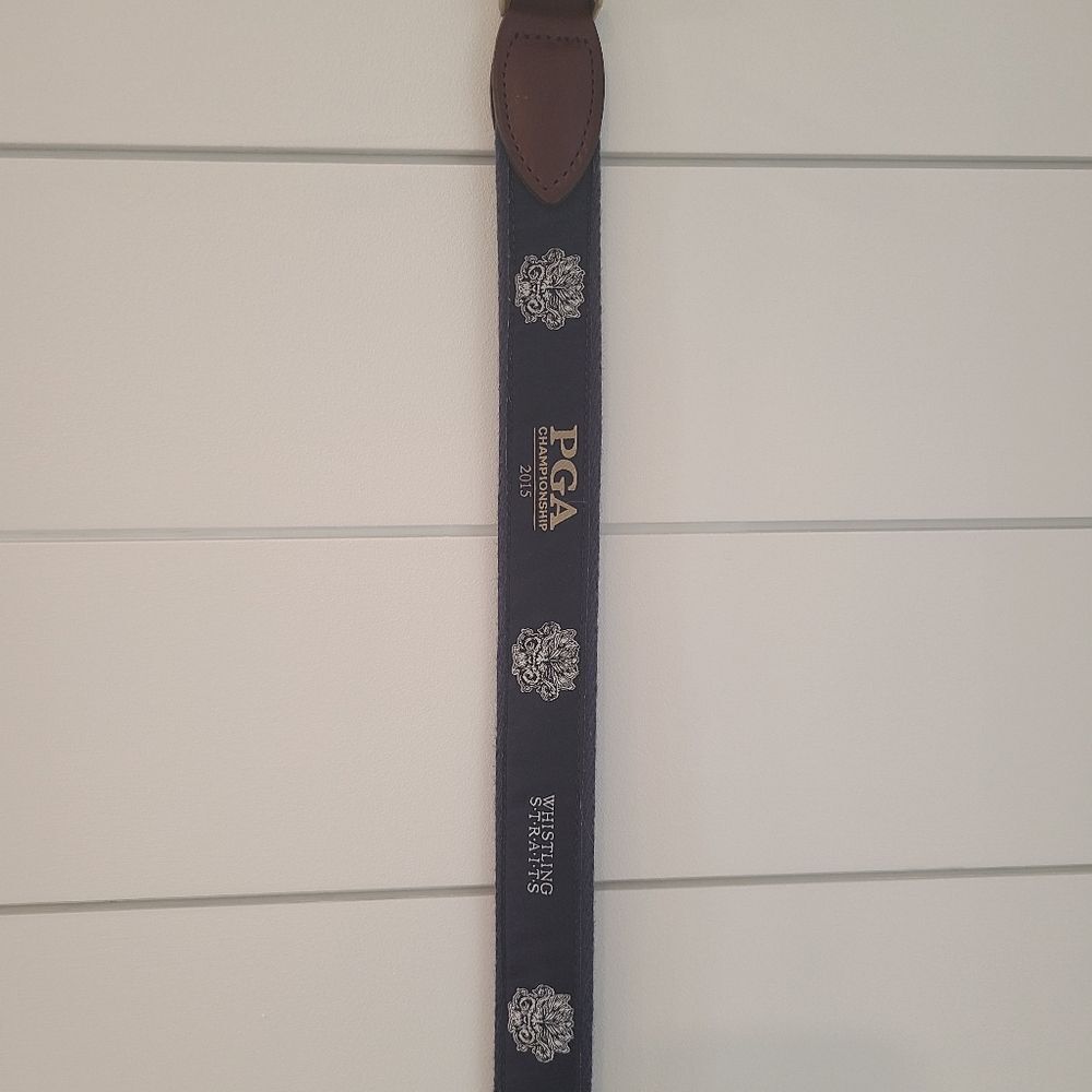 PGA Navy Blue Belt with Brown Leather Accents, Whistling Straits